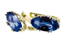 Or jaune 8 carats 333 Sapphire des boucles d'oreilles vec021x-sp Russe Soviétique URSS Artisanat vintage Art Deco style